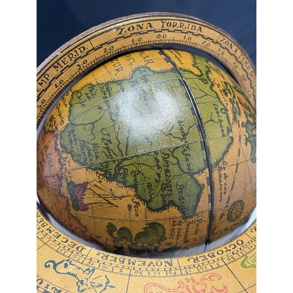 Vintage Wood Old World Globe Desktop Zodiac Astrology  Signs Made in Italy - Picture 7 of 16